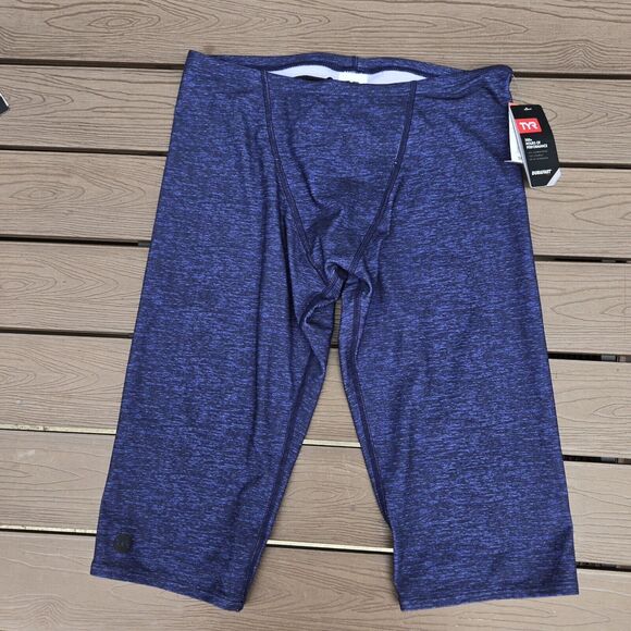 TYR Durafast Solid Navy Lapped  Drawstring  Swim Jammer Size 32 New - Picture 1 of 2